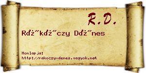 Rákóczy Dénes névjegykártya